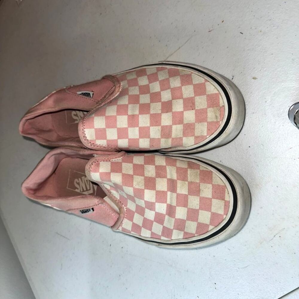Vans Pink Checkerboard Canvas Slip-On Sneakers